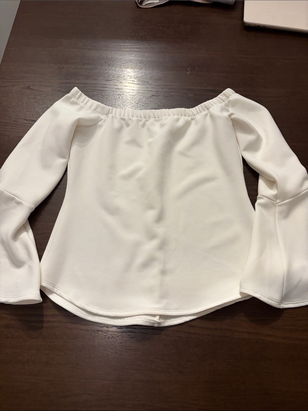 White Off-the-Shoulder Bell Sleeve Top